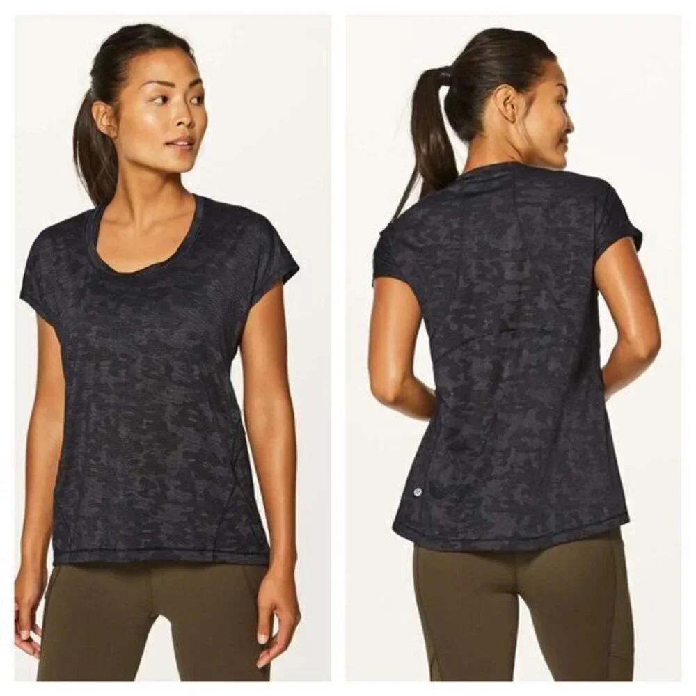 Lululemon Miles Ahead Short Sleeve L/XL Camo Black